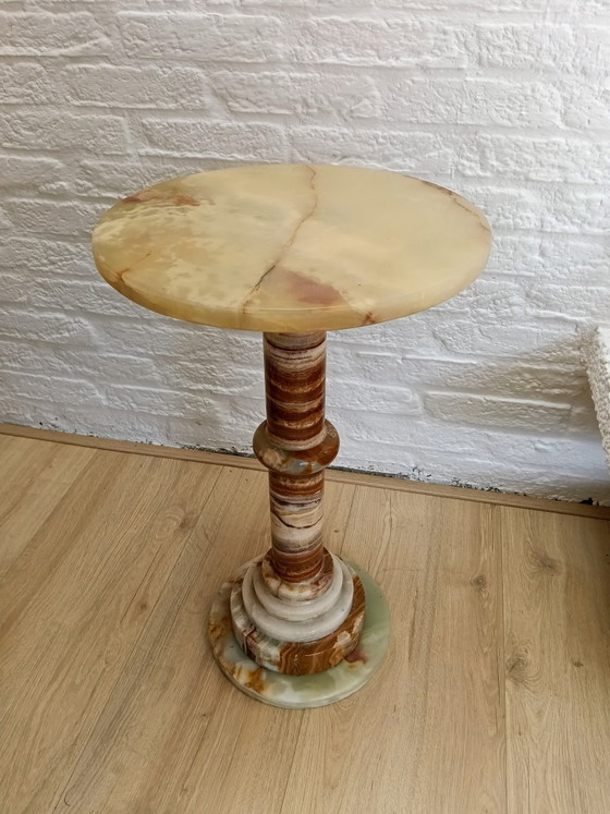 Vintage Italian Onyx Marble Side Table – Stone (photo 6 of 6)