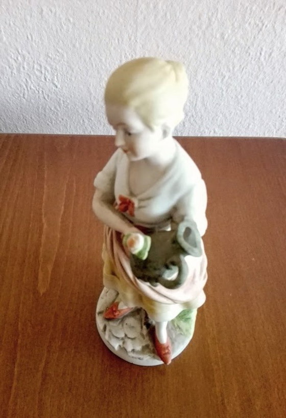 Image 1 of Vintage Porcelain Figurine, Flower-girl