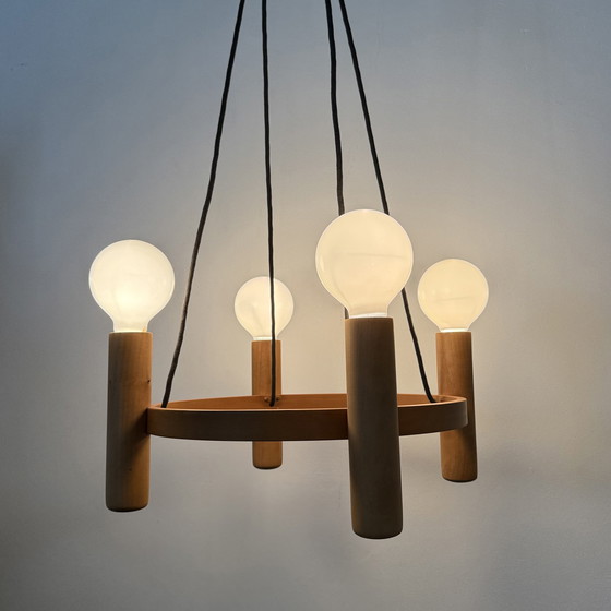 Image 1 of Vintage Domus Danish design hanging lamp chandelier , 1970s