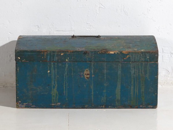 Piccola cassapanca antica con patina blu navy (c.1920) #68 – Armadi contenitori, Rustic (photo 35 of 39)