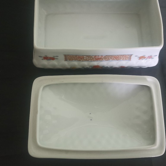 Image 1 of Limoges Bernardaud "Pondichéry sublime grande boîte à couvercle (18 cm)