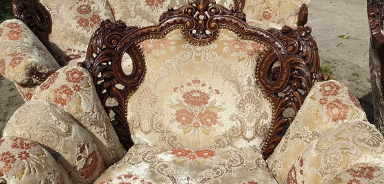 Image 1 of Italiaanse barok bank met fauteuils 