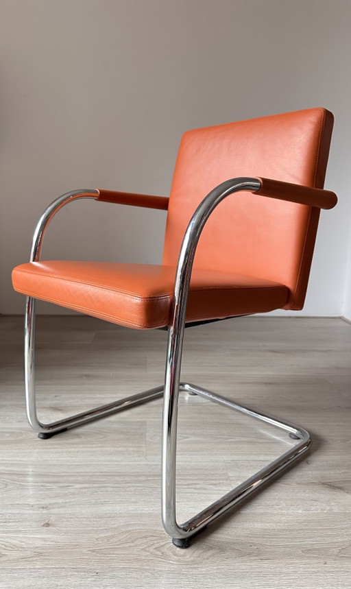 6 sedie da pranzo Vitra Visasoft Design – eetkamerstoelen, Chrome, Leather, Modern