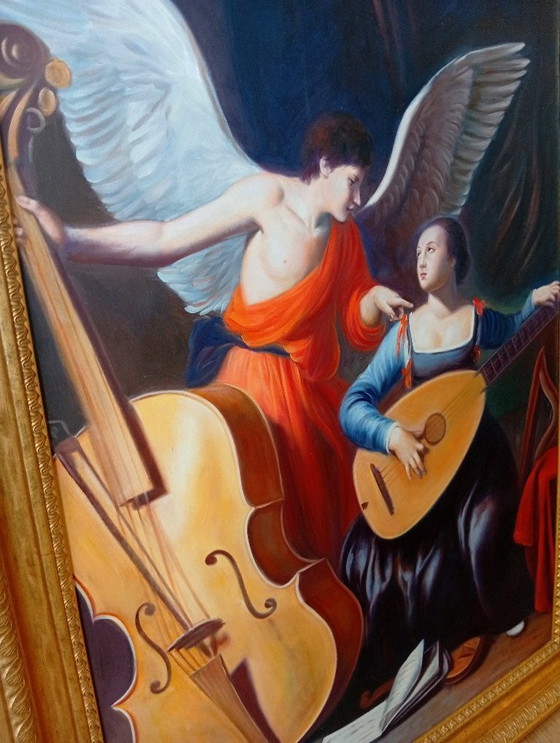 Image 1 of Pair of museum-quality oil paintings on canvas, classical reproductions