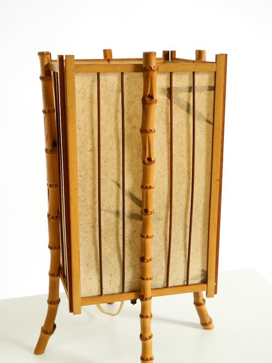 Beautiful French Mid-Century Modern Table Lamp Made Of Bamboo And Parchment Paper (photo 12 of 20)