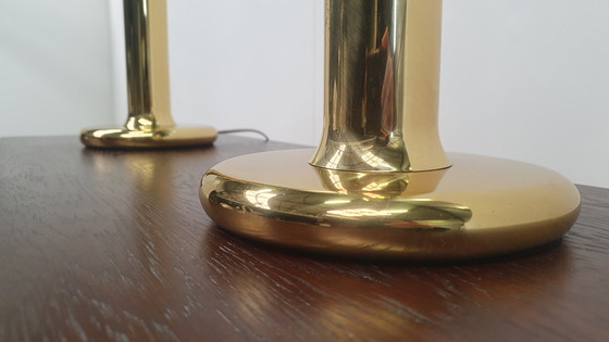 Image 1 of 2x messing tafellamp Baulmann Leuchten, Duitsland jaren 80