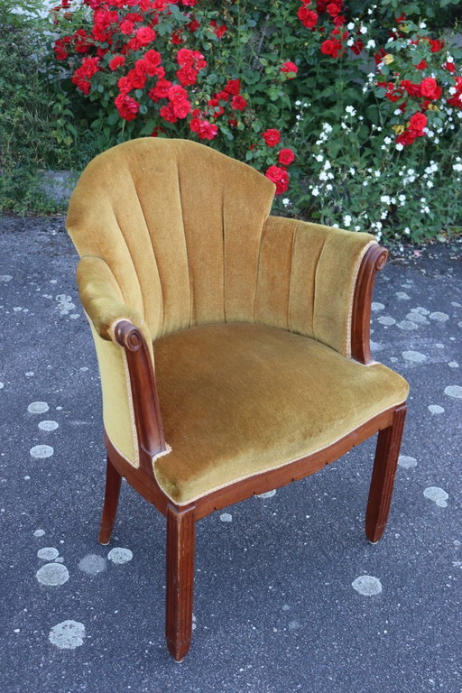 Art Deco corduroy fauteuil