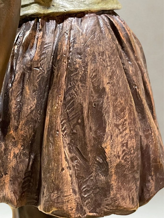 Image 1 of After Edgar Degas – Grande sculpture en bronze polychrome – Danseuse – Socle marbre – 38 cm - 5,4kg