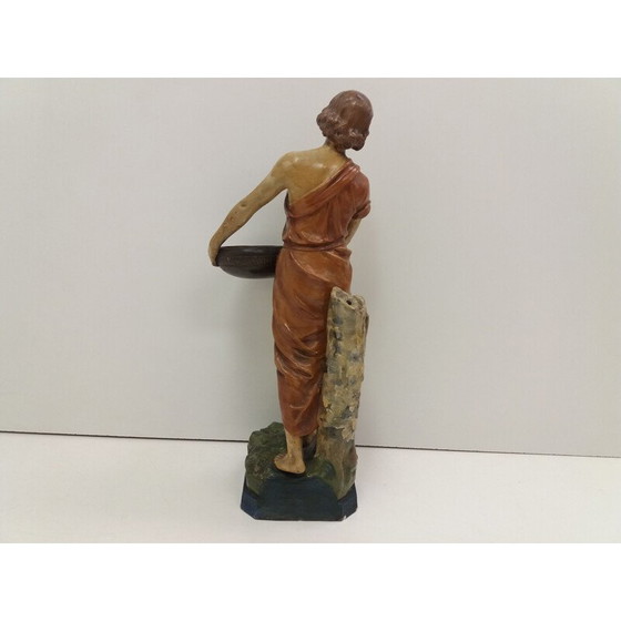 Image 1 of Vintage statue of a girl in Art Deco clay, Czechoslovakia 1930