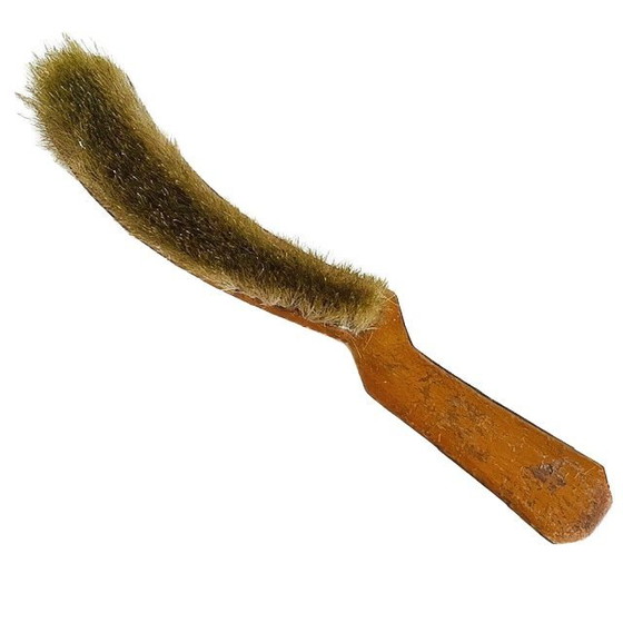 Image 1 of Pelle et balayette Art Déco anciennes, en laiton, années 1920