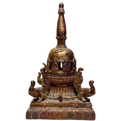 La Pieza de Michael Backman: Shikarakuta Nepalí de Bronce Dorado de Calidad Museo - Siglo XVII