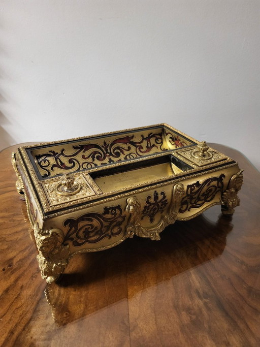 Franse Napoleon III Boulle Marquetry Inktstel (Encrier) – Ca. 1860–1880 – decoratieve objecten, Copper