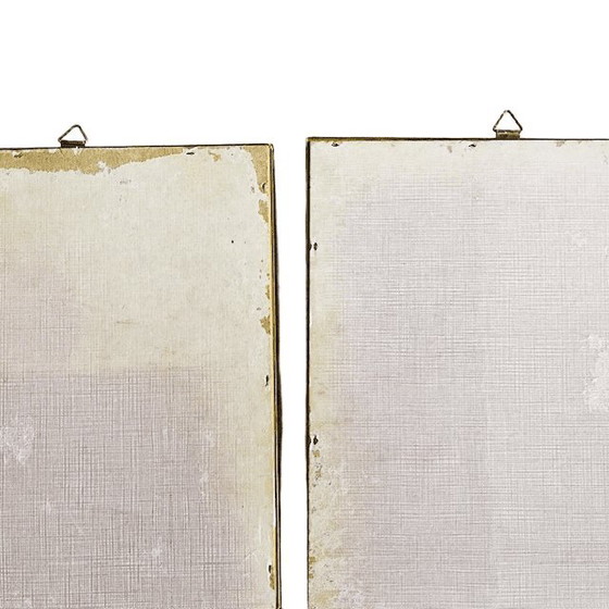 Image 1 of Set of Vintage Silk Paintings with Gold Frames 1960s