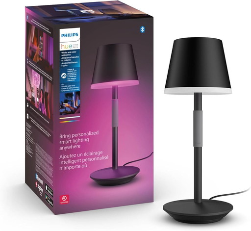Philips White and Color Ambiance, lampe à poser portable Hue Go Portable, compatible Bluetooth, 370 lm, 16 millions de couleurs,