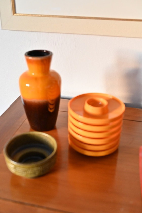 Image 1 of Coffret cadeau vintage - Allemagne de l'Ouest : vase et bougeoir Scheurich - Valon Vintage Popper