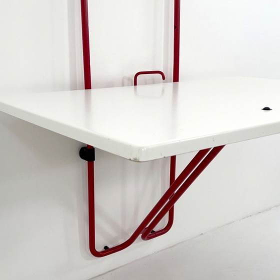 Image 1 of Mesa de pared plegable tubular Clino roja de Mario Mazzer para Magis, década de 1980