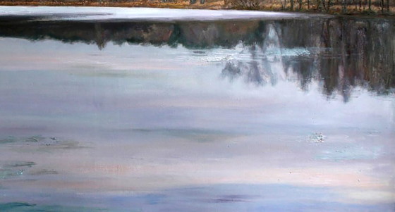 Original Oil Painting River Landscape Nature Forest Autumn Balance, Paintings & Drawings, Canvas, Brown (photo 5 of 5)