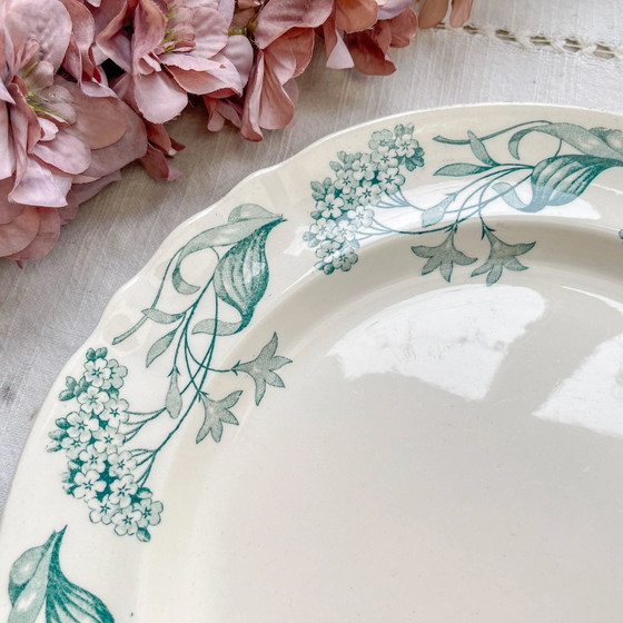 Piatto rotondo antico in terraglia "Lilas" – Longchamp XIX secolo – Stoviglie, Vintage (photo 2 of 7)