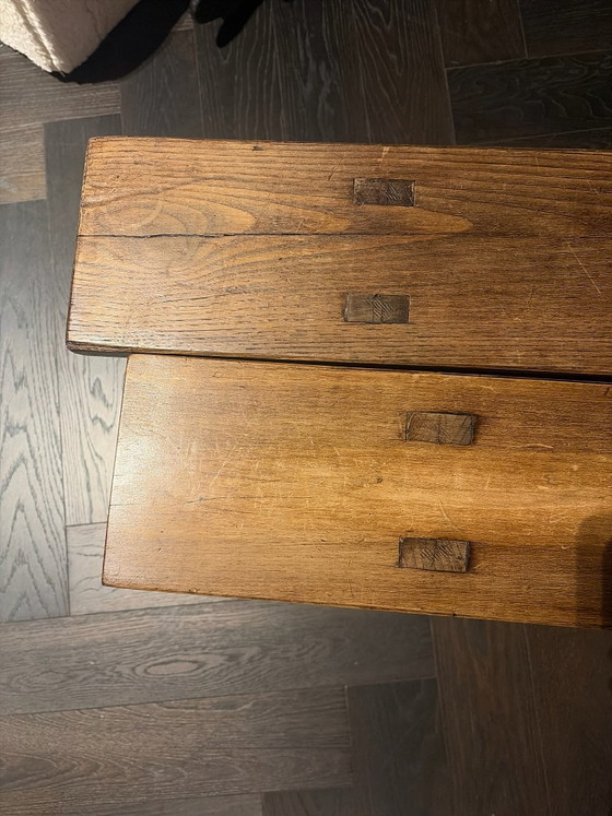 Twee Franse banken, Kuipstoelen, Hout, Bruin (foto 5 van 5)