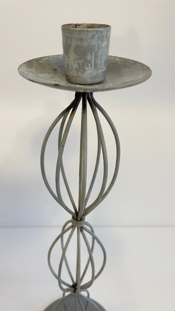 Image 1 of Portacandele geometrici, metallo grigio patinato