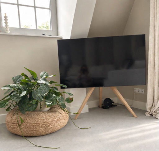 Spectral ART‑AX Support TV chevalet – Oak Nature – 48–65 pouces – cause déménagement