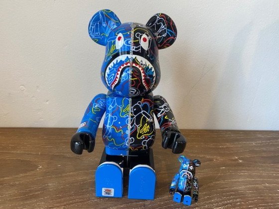 Image 1 of Bearbrick BAPE play camo shark blue 400% MEDICOM toys