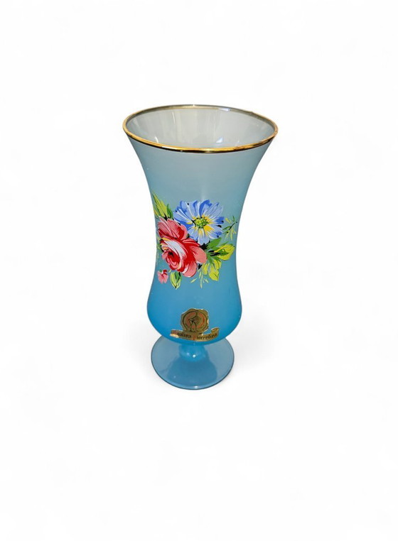 Image 1 of Collectible set of 7 original Florentine opaline vases from the 1950s.