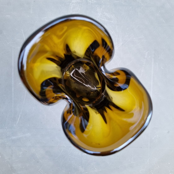 Image 1 of seventies Murano Amber iriserende design vaas