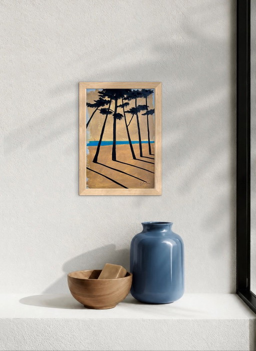 Framed A4 sketch. Signed. – schilderijen tekeningen, Paper
