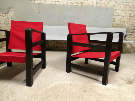 Paire de fauteuils safari en chêne, 1950 – Vintage (photo 2 of 11)