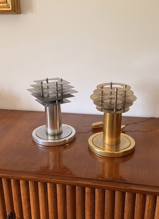 Ensemble de 2 lampes de table de l'ère spatiale, Italie, 1970