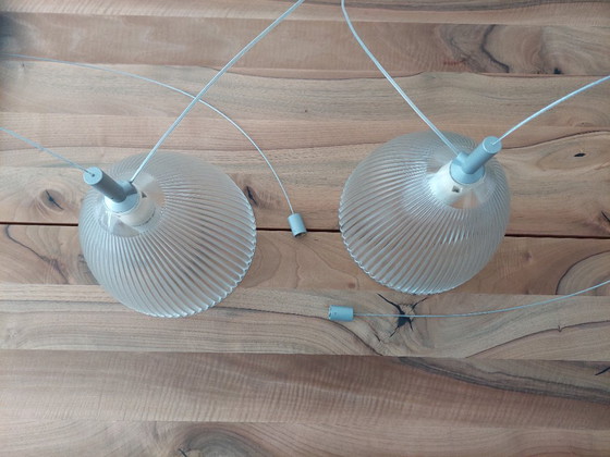 Image 1 of Set di due lampade a sospensione in vetro Lucitalia Stresa