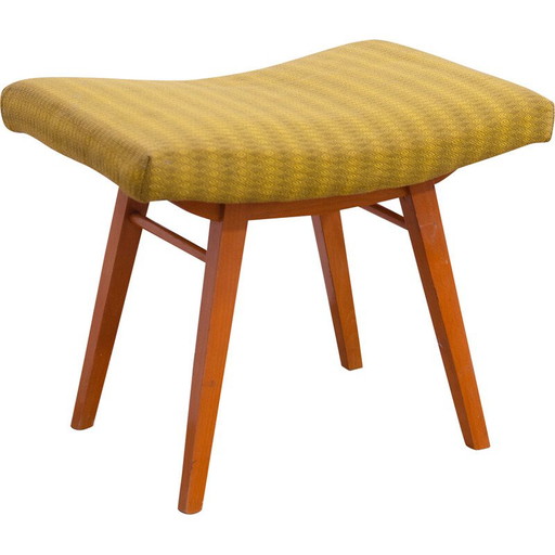 Tabouret vintage en bois de hêtre et faux cuir pour Západoslovenské nábytkárské Závody, Tchécoslovaquie 1970