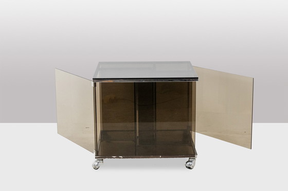 Image 1 of Jansen House. Mobile per dischi in vinile con vetro fumé. Anni '70.