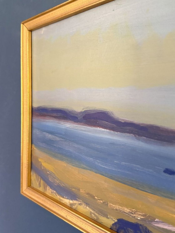 Image 1 of Scène côtière abstraite impressionniste « Côte à l'aube » par Uno Bornemark (né en 1907)