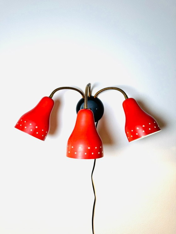 Image 1 of LAMPADA DA PARETE A TRE BRACCI DI H. BUSQUET PER HALA ZEIST, PAESI BASSI 1950