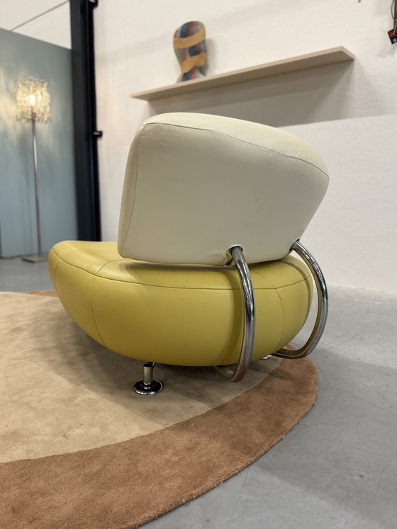 Image 1 of Leolux Kikko Chaise Longue Fauteuil Geel groen Creme 