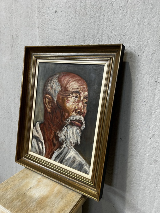 Ölgemälde 70x57 - Weiser Mann – Vintage, Gemälde & Zeichnungen, Wood, Canvas (photo 4 of 7)