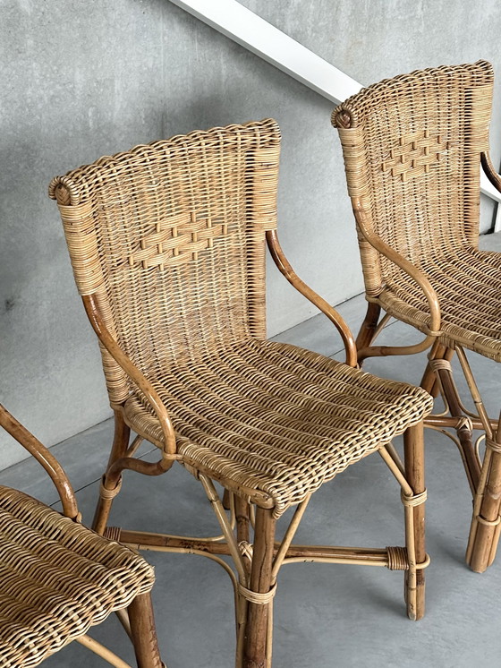 Image 1 of 4x Vintage Rattan Dining Chairs, ca. 1980s