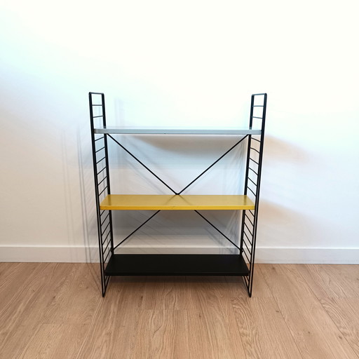 Mid century free standing rack with metal shelves by A. Dekker for Tomado