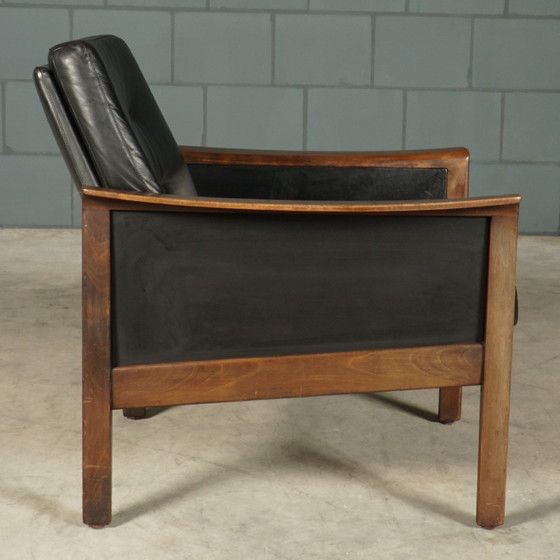 Image 1 of Fauteuil vintage en cuir noir - années 1960