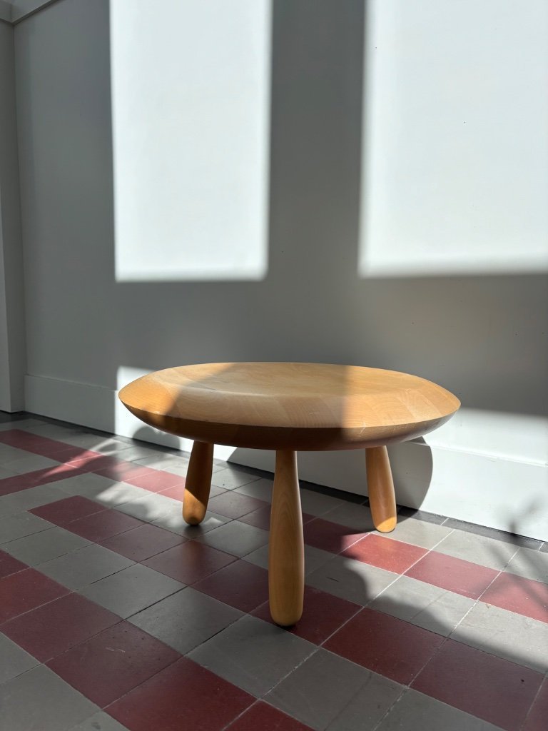 Set - Vintage Postmodern wooden side table/stool 