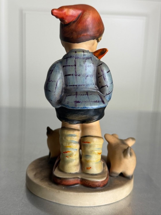 Image 1 of Original Goebel Hummel figurine "Farm Boy" (Hum 66) – boy with two pigs – Western Germany – circa 1950s/1960s