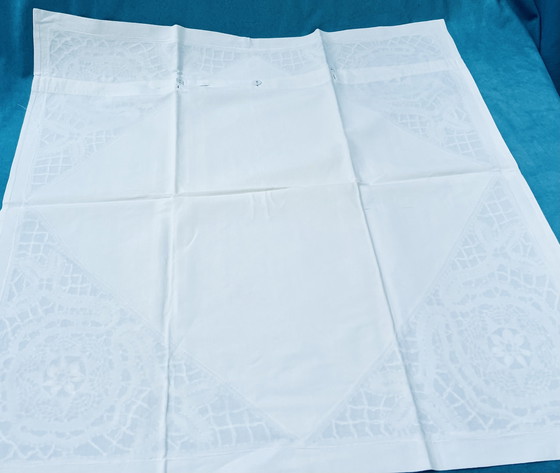 Image 1 of Vintage white pillowcases with lace & monogram**