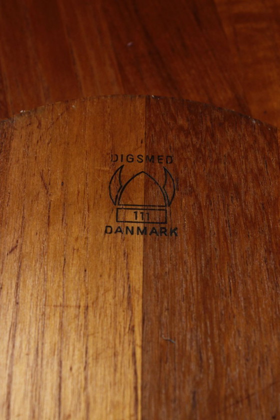 Image 1 of Digsmed Danimarca - Vassoio da portata in teak e vetro con base girevole, design anni '60
