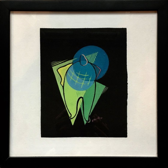 Image 1 of Small Cubist painting. France, 1950s