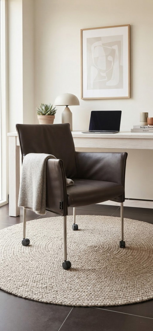 6 KING METAL Armchairs by Jan Neggers – eetkamerstoelen, Leather