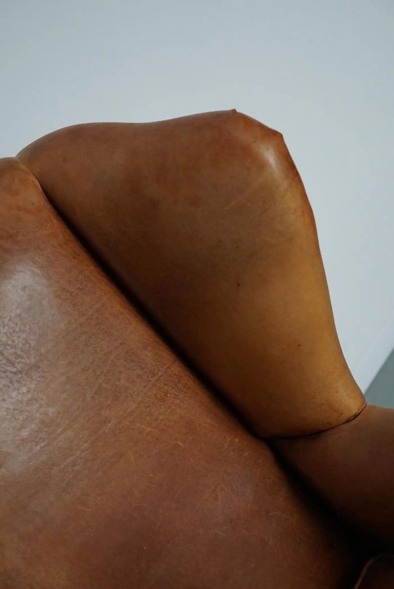 Image 1 of Vintage Nederlandse clubfauteuil van cognackleurig leer