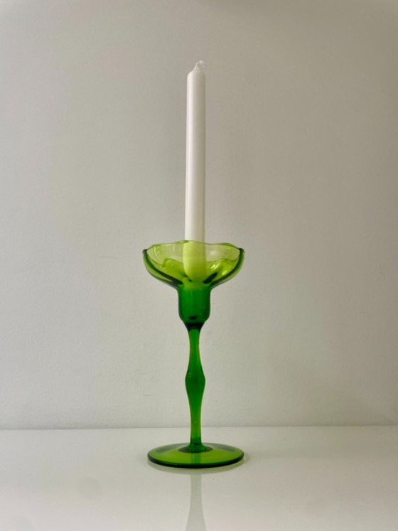 Image 1 of Vintage Scandinavische Glazen Kandelaar