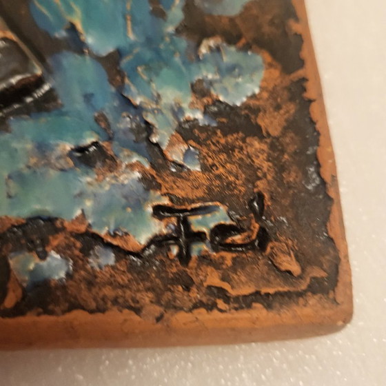 Image 1 of Large Majolika glazed ceramic frame from Karlsruhe, the Bohemian